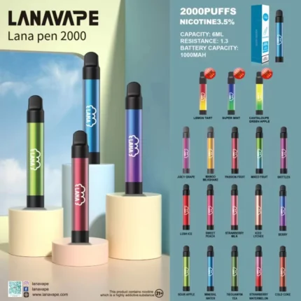 LANA PEN 2000口 一次性電子菸 拋棄式電子菸 輕巧迷人 方便攜帶 適應任何場合 台灣電子煙批發
